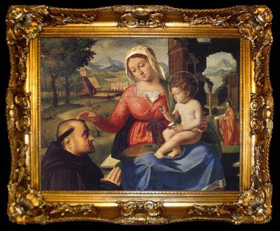 framed  Andrea Previtali The Virgin and Child with a Donor, ta009-2